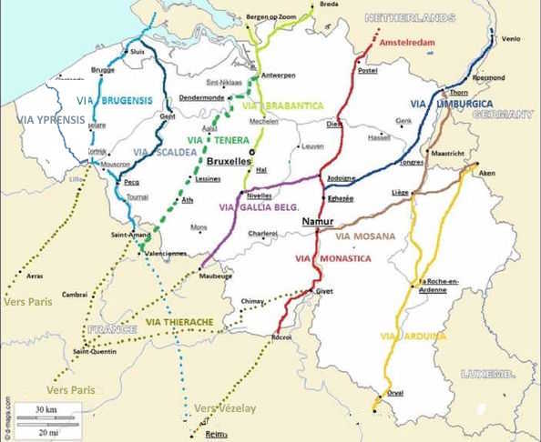 Les itinéraires belges des chemins de Compostelle