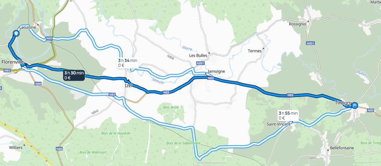 Trajet Martué - Tintigny